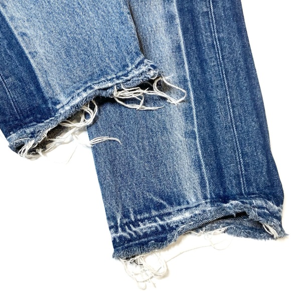 Moussy Jeans High Rise Raw Hem Women’s 24 Designer Denim Two Tone Color Wide Leg - Picture 7 of 7
